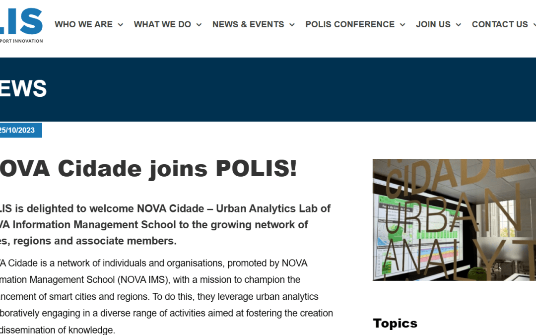 NOVA Cidade joins POLIS!